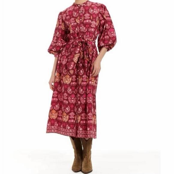 Love The Label Lola Midi Dress In Dahlia Fuschia Print - Picture 1 of 7